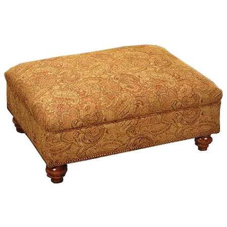 Extra Wide Traditional Styled Ottoman with Nail Head Trim